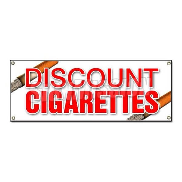 DISCOUNT CIGARETTES BANNER SIGN cheap save tobacco smoking cigars smoke brand